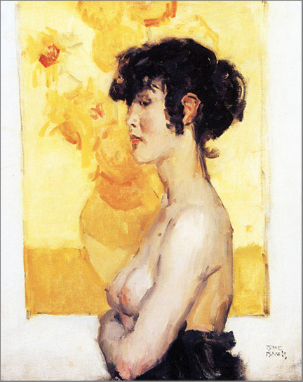 Isaac Israëls, Woman before Sunflowers by Vincent van Gogh, 1917