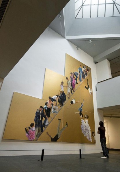 Ladder to the Sky by Yu Hong on the scene, 2008; Acrylic on canvas,600×600cm