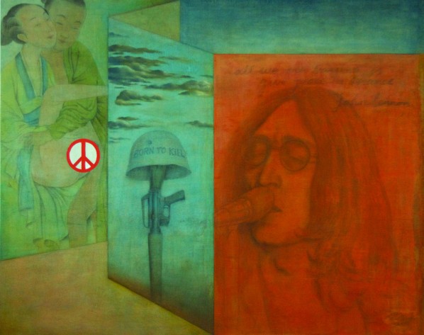 Give Peace a Chance, a painting in Zen & Revolution--Shui-bo Wang Solo Exhibition