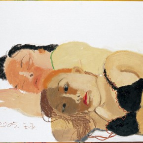 Wang Yuping, “Black Bra”, oil painting, 76 x 92 cm, 2005