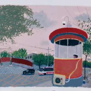 Wang Yuping, “North Gate of Zhong Nan Hai”, acrylic and oil pastel on paper, 68 x 58 cm