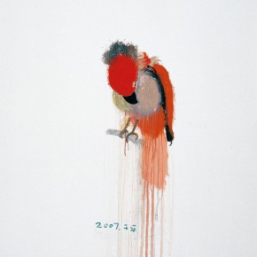 Wang Yuping, “Red Parrot”, oil painting and acrylic, 150 x 120 cm, 2007