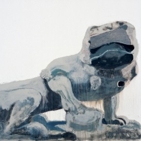 Wang Yuping, “Stone Lion of Bai Ta Si (Female)”, oil painting and acrylic, 120 x 160 cm, 2010