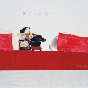 Wang Yuping, “The Knight on the Table”, oil painting and acrylic, 70 x 100 cm, 2009