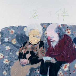 Wang Yuping, “The Old Couple”, oil pastel, acrylic, 190 x 230 cm, 2011