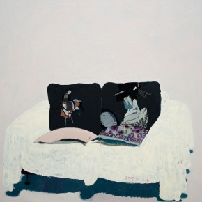 Wang Yuping, “Ukiyoe Cushion”, oil and acrylic on canvas, 200 x 220 cm, 2010