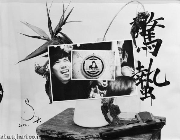 23 BIRD HEAD- Jingzhe, 2012; Photo and Handwriting on Photograph, 158.0 X 200.0 cm