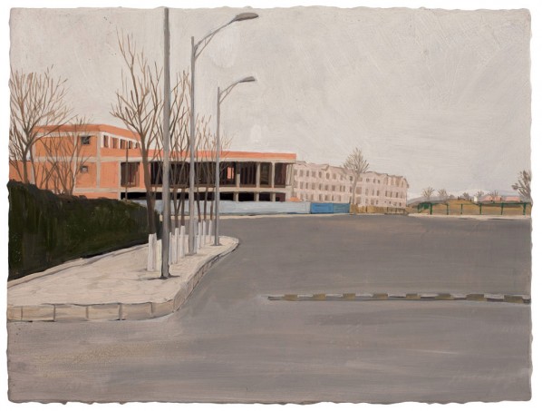 Liu Xiaohui-The Winter of Circular Railway, 2011; tempera on wood, 30x40cm