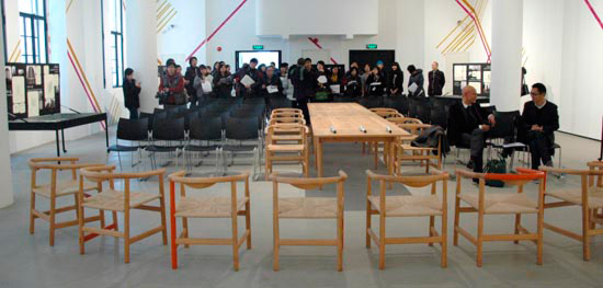 Workers' Club--the set of dinning-table by Michael Lin, 2012; oak