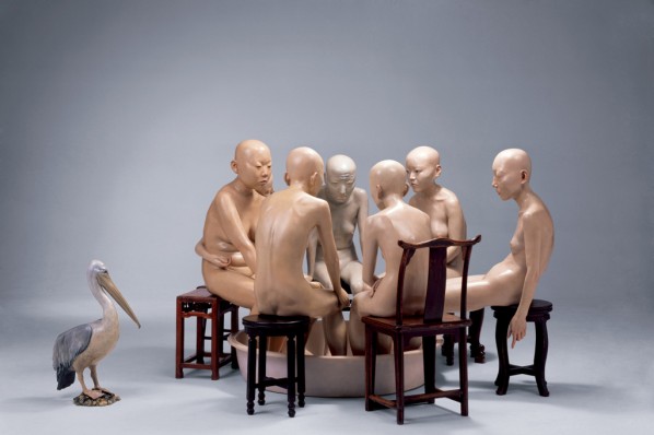 Xiang Jing: Are A Hundred Playing You Or Only One, 2007; Fibre-glass, painted, 140x240x240cm