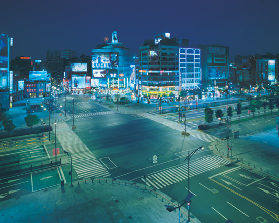 City Disqualified--Hismen District at Night, 2002; Digitally Altered Photography, 300X240cm