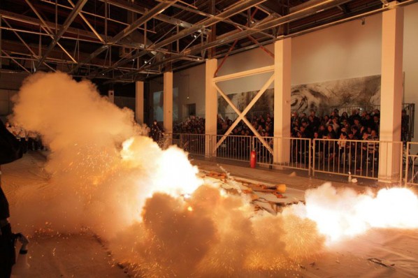 Ignition of gunpowder drawing Desire for Zero Gravity, Los Angeles, 2012 02