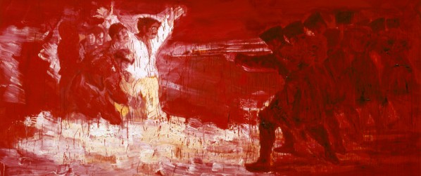 Yan Pei-Ming, Exécution, Après Goya, 2008; Oil on canvas, 110 1/4 x 157 3/4 inches (280 x 400.7 cm)