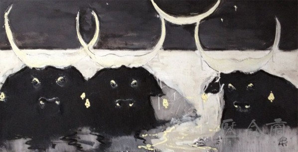 Cattle, 2008; oil on canvas, 80x155cm