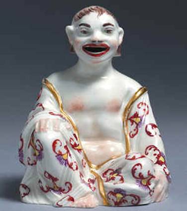 Figure 1. German Meissen porcelain factory designed and produced a series of Chinese human sculptures, among which Pagoda--deformation of the Cloth Bag Monk, 1725