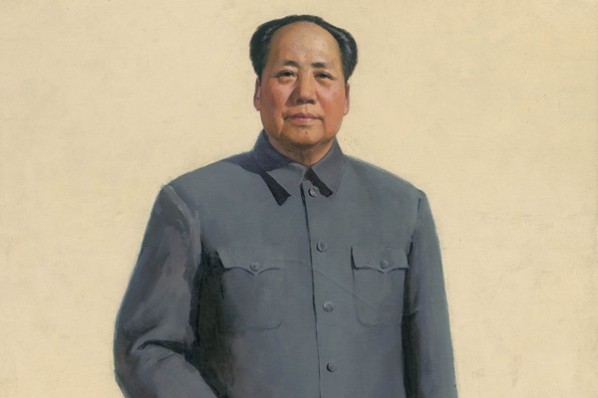 Jin Shangyi, Portrait of Chairman Mao (detail 02), 1966; oil on canvas, 262×137cm