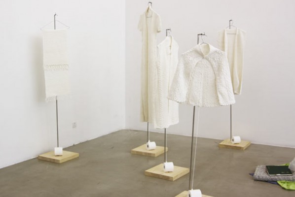 Wang Lei, Hand-Woven Toilet Paper (including 5 pieces), 2012; toilet paper, Dimensions variable