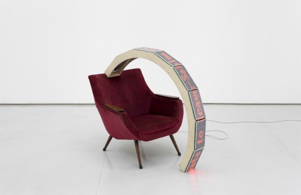 Yang Jian-Want to Leave, 2010; LED Light, Chair, 80x25x106cm