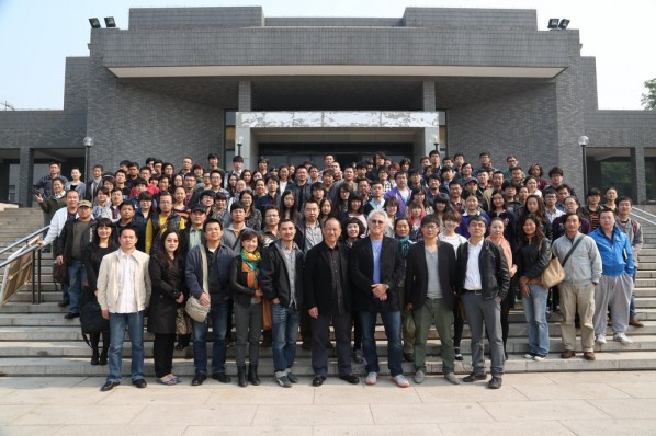 Group Photo of Eric Fishl with Teachers and Students of the Oil Painting Department, CAFA