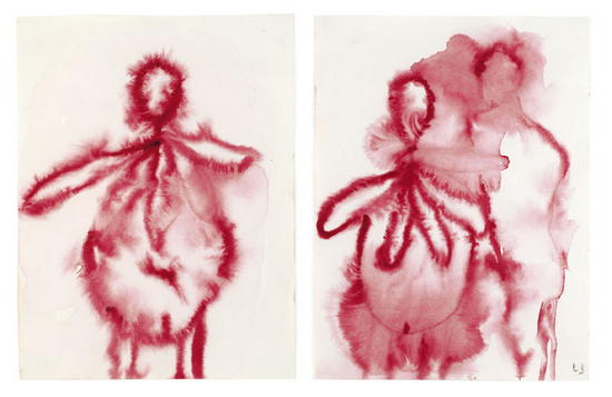 Louise Bourgeois, "Alone and Together", 2007; Gouache on paper, diptych, 60 x 45.7cm each