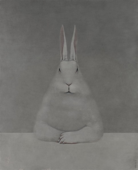 Shao Fan,  Rabbit at Desk, 2012; oil on canvas, 210 x 170cm