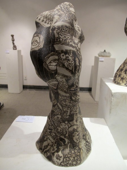 Sun Zheng, Demon-Beast No.1; clay and black mental, 57×24×25cm