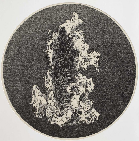 Yang Hongwei, Island No.2, 2012; Woodcut on Rice Paper, 80cmx80cm