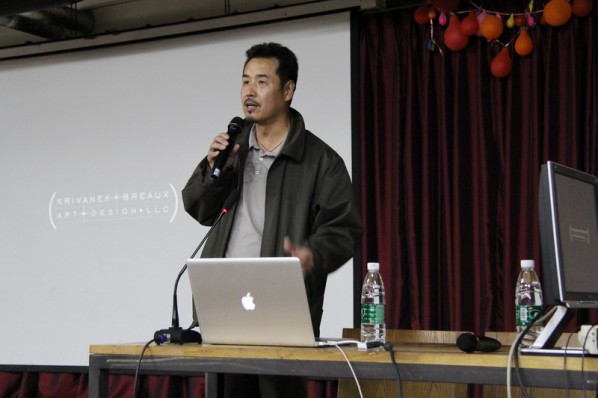 Wang Zhong, Associate Dean of the School of Urban Design introduced BJ Krivanek to the audience