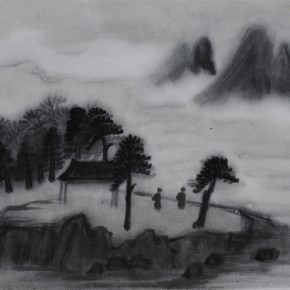 Zhu Yamei, “Enjoying the Clouds”, 46 x 38 cm, ink and wash on paper, 2012