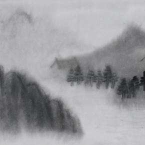 Zhu Yamei, “Living in the Cloud”(2), 236 x 40 cm, ink and wash on paper, 2011