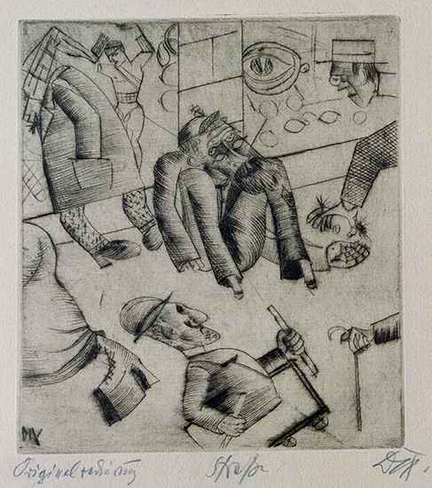 01 Otto Dix, Street Corner; Drypoint, 24.8x22.3cm, 1922