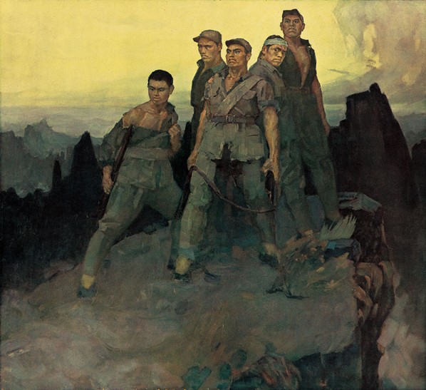 Zhan Jianjun, “Five Heroes on Langya Mountain”, oil on canvas, 185 x 200 cm, collection Military Museum of the Chinese People’s Revolution Zhan Jianjun, “Five Heroes on Langya Mountain”, oil on canvas, 185 x 200 cm, collection Military Museum of the Chinese People’s Revolution