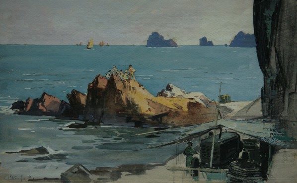 Han Ke, “Sketch in Vietnam No.5”, 34 x 23 cm, drawing and water color, 1965