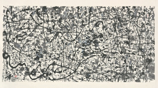 Wu Guanzhong, Wild Vines with Flowers like Pearls, 1997, ink on paper, 89 x 179 cm, gift of the artist, National Heritage Board collection.