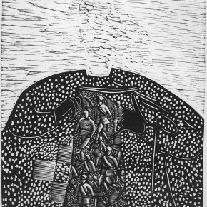 019 Wang Huaxiang, “Open the Mind”, woodblock print, 56 x 40 cm, 1996