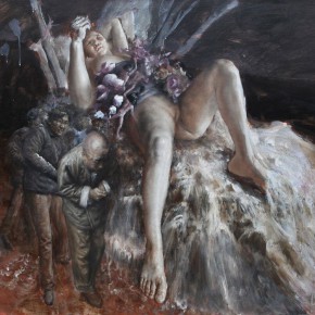 022 Wang Huaxiang, “Flood”, 110 x 80 cm, oil on canvas, 2012