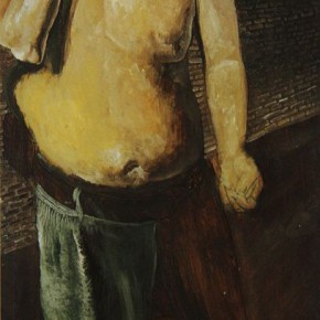 040 Wang Huaxiang, “Prisoner”, oil on canvas, 175 x 70 cm, 1993