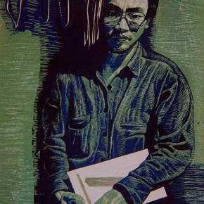 041 Wang Huaxiang, “Young Teacher No.2”, woodblock print, 78.3 x 60.5 cm, 1991