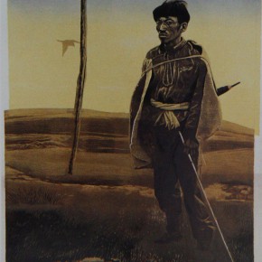045 Wang Huaxiang, “Herdsman”, color woodblock print, 51.7 x 43.5 cm, 1988