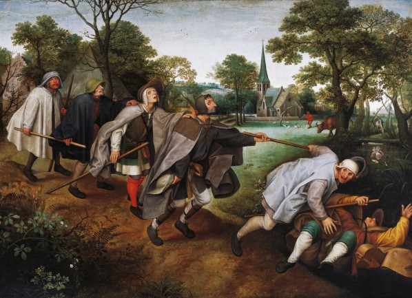 01 Said Lucas van Valckenborch (1535 Leuven – 1597 Frankfurt) copied Pieter the Elder Bruegel (1520-1525 Breda - 1569 Brussels)’s “The Parable of the Blind Leading