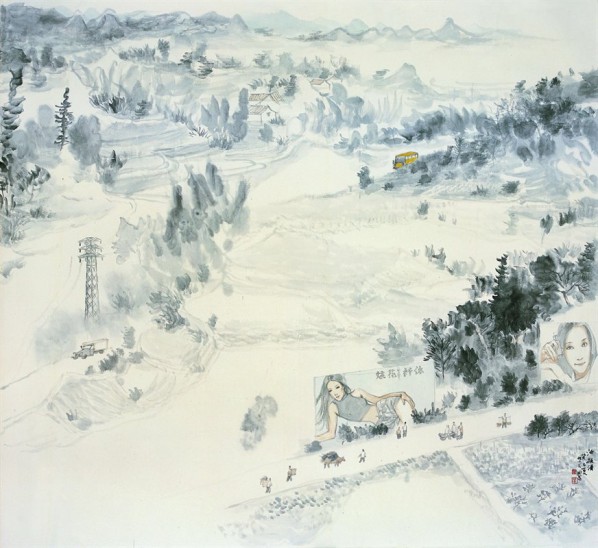 Huang Guowu, Chitou Groove, 2013; Ink on Paper, 200×220cm