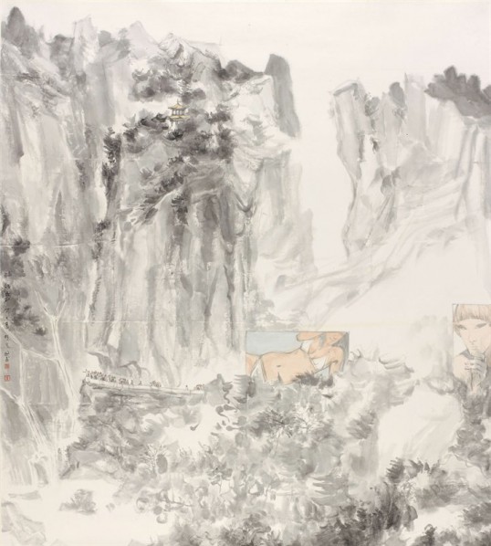 Huang Guowu, Wolong Rock, 2013; Ink on paper, 226×193cm