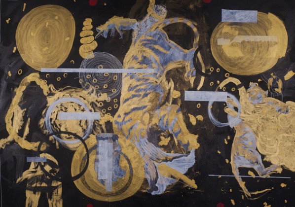 Ye Linghan, Gold.Circle.Tiger 01, 2014; Acrylic on canvas, 190x270cm