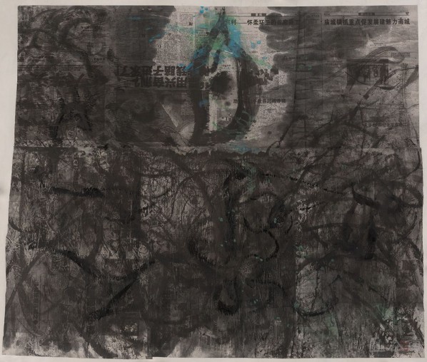 02 Xuan Yongsheng, Month(Newspaper), 2013; ink on paper, 90x100cm