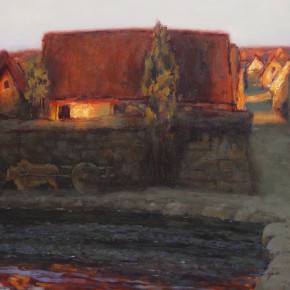 09 Sun Jingbo, “Twilight of the Yi Village”, oil on paper, 39 x 54 cm, 1980