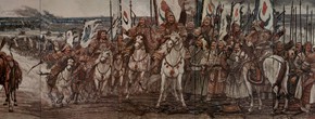 102 Sun Jingbo, “The Great Man – Genhis Khan – Mongolian Heroes”, 320 x 838 cm, 2006