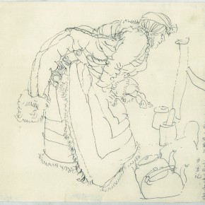 106 Sun Jingbo, “Zeku Tibetan Woman Hebu”, pen on paper, 24 x 26 cm, 1979