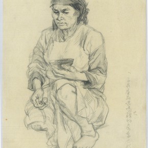 120 Sun Jingbo, “The Landlord Aunt”, pencil on paper, 26 x 18 cm, 1970