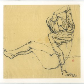 123 Sun Jingbo, “Capturing a Pose”, pen on feather edge paper, 1988