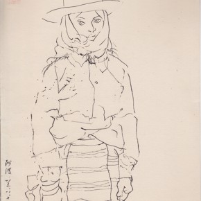 126 Sun Jingbo, “A Naqu Tibetan Girl”, pen on paper, 26 x 20 cm, 1983
